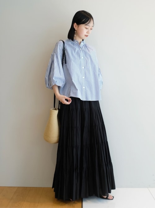 新品 DRESSTERIOR スタンドカラーストライプフリルブラウス DRESSTERIOR（ドレステリア）の「◇スタンドカラーストライプ