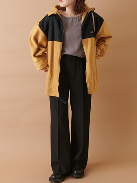 「un dix cors（アンディコール）のSUNRISE MILL(サンライズミル)　フリースジャケット（ブルゾン）」を使った、MIKIさん（レディース・152cm）の冬コーディネート