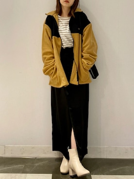 「un dix cors（アンディコール）のSUNRISE MILL(サンライズミル)　フリースジャケット（ブルゾン）」を使った、MIKIさん（レディース・152cm）の秋コーディネート