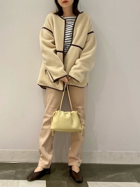 「パイピングコート」｜「アイテム（ハンドバッグ）」を使った、MIKIさん（レディース・152cm）の秋コーディネート