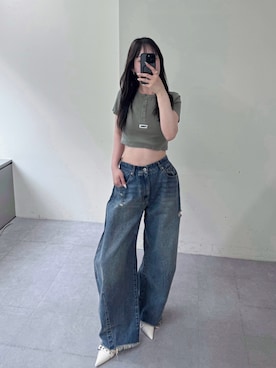 「カーブパンツ」｜nanaさん（レディース・162cm）の夏コーディネート