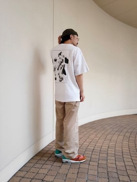 「FLAGSTUFF（フラグスタフ）のアイテム（トップス）」を使った、ぐっさんさん（メンズ・169cm）の夏コーディネート