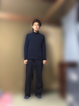 「しまむら（シマムラ）のアイテム（ニット/セーター）」を使った、BOKUWAKKIさん（メンズ・172cm）の春コーディネート