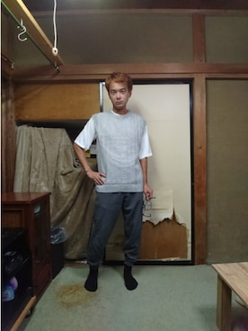 「しまむら（シマムラ）のアイテム（ニット/セーター）」を使った、BOKUWAKKIさん（メンズ・172cm）の秋コーディネート