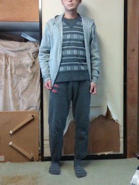 「しまむら（シマムラ）のアイテム（ニット/セーター）」を使った、BOKUWAKKIさん（メンズ・172cm）の春コーディネート