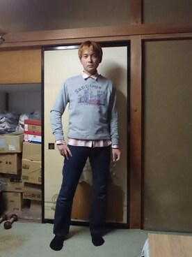 「しまむら（シマムラ）のアイテム（スウェット）」を使った、BOKUWAKKIさん（メンズ・172cm）の秋コーディネート
