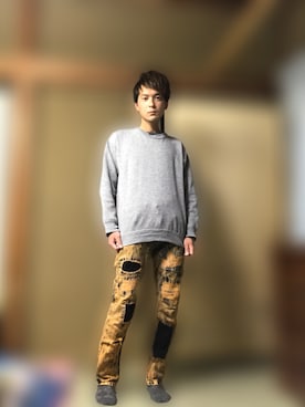 「しまむら（シマムラ）のアイテム（スウェット）」を使った、BOKUWAKKIさん（メンズ・172cm）の春コーディネート