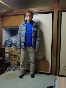 「しまむら（シマムラ）のアイテム（ニット/セーター）」を使った、BOKUWAKKIさん（メンズ・172cm）の冬コーディネート