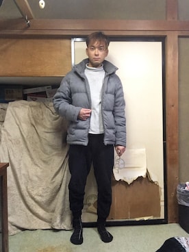 「しまむら（シマムラ）のアイテム（スウェットパンツ）」を使った、BOKUWAKKIさん（メンズ・172cm）の冬コーディネート