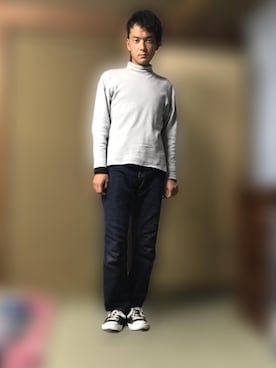 「しまむら（シマムラ）のアイテム（ニット/セーター）」を使った、BOKUWAKKIさん（メンズ・172cm）の春コーディネート