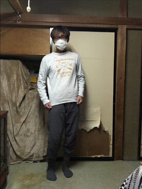 「しまむら（シマムラ）のアイテム（スウェット）」を使った、BOKUWAKKIさん（メンズ・172cm）の春コーディネート