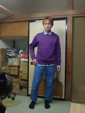 「しまむら（シマムラ）のアイテム（スウェット）」を使った、BOKUWAKKIさん（メンズ・172cm）の秋コーディネート