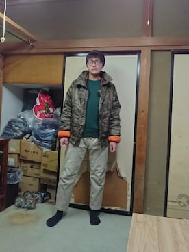 「しまむら（シマムラ）のアイテム（ニットキャップ/ビーニー）」を使った、BOKUWAKKIさん（メンズ・172cm）の冬コーディネート