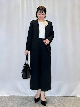 「アイテム（ブローチ/コサージュ、ベージュ系）」を使った、ネリさん（レディース・162cm）の冬コーディネート