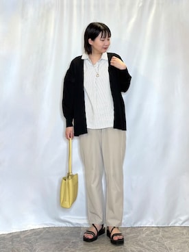 「SHOO・LA・RUE（シューラルー）の【洗濯機可/ひんやり/UV】さらっとしたタッチが心地よい ミドルカーディガン（カーディガン/ボレロ、ブラック系）」を使った、ネリさん（レディース・162cm）の春コーディネート
