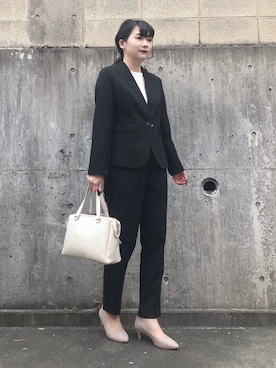 「DRESKIP（ドレスキップ）のアイテム（ノーカラージャケット）」を使った、ネリさん（レディース・162cm）の冬コーディネート