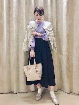 「DRESKIP（ドレスキップ）のアイテム（デニムジャケット）」を使った、ネリさん（レディース・162cm）の春コーディネート