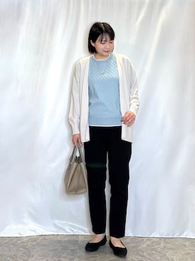 「SHOO・LA・RUE（シューラルー）の【洗濯機可/ひんやり/UV】さらっとしたタッチが心地よい ミドルカーディガン（カーディガン/ボレロ、グレー系）」を使った、ネリさん（レディース・162cm）の春コーディネート