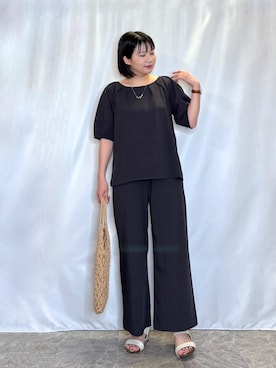 「SHOO・LA・RUE（シューラルー）のマクラメトートバッグ（トートバッグ、イエロー系）」を使った、ネリさん（レディース・162cm）の春コーディネート