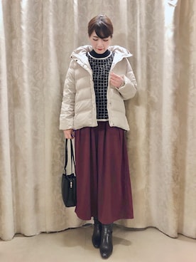 「服とコスメでなりたい自分に」｜「アイテム（ダウンジャケット/コート）」を使った、ネリさん（レディース・162cm）の冬コーディネート