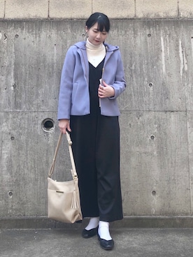 「DRESKIP（ドレスキップ）のアイテム（サロペット/オーバーオール）」を使った、ネリさん（レディース・162cm）の冬コーディネート