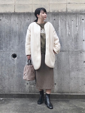 「ラップスカート」｜「アイテム（その他アウター）」を使った、ネリさん（レディース・162cm）の冬コーディネート