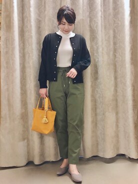 「SHOO・LA・RUE（シューラルー）の◆巾着付きイニシャルトート（トートバッグ）」を使った、ネリさん（レディース・162cm）の秋コーディネート