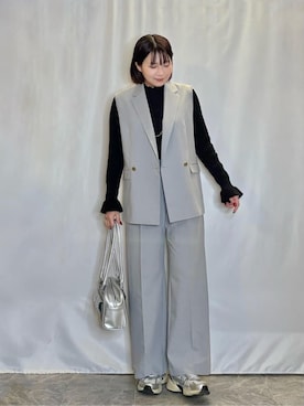 「アイテム（ボストンバッグ、シルバー系）」を使った、ネリさん（レディース・162cm）の冬コーディネート