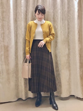 「マスタードイエロー」｜ネリさん（レディース・162cm）の秋コーディネート