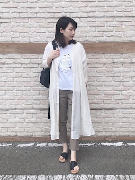 「ネコ」｜「アイテム（サンダル）」を使った、ネリさん（レディース・162cm）の夏コーディネート