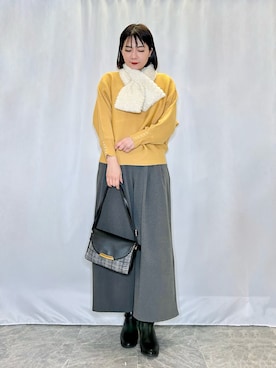 「DRESKIP（ドレスキップ）のアイテム（パンツ）」を使った、ネリさん（骨格ナチュラル・レディース・162cm）の冬コーディネート