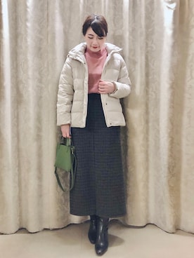 「服とコスメでなりたい自分に」｜「アイテム（ダウンジャケット/コート）」を使った、ネリさん（レディース・162cm）の冬コーディネート