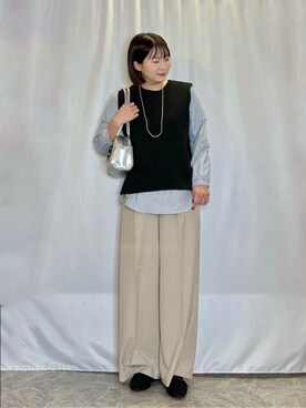 「アイテム（ボストンバッグ、シルバー系）」を使った、ネリさん（レディース・162cm）の冬コーディネート