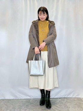 「DRESKIP（ドレスキップ）のアイテム（その他アウター）」を使った、ネリさん（レディース・162cm）の冬コーディネート