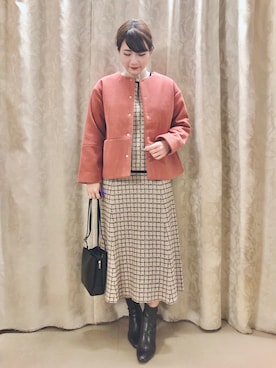 「服とコスメでなりたい自分に」｜「アイテム（ノーカラーコート）」を使った、ネリさん（レディース・162cm）の冬コーディネート