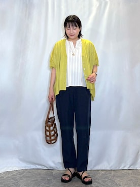 「SHOO・LA・RUE（シューラルー）の【洗濯後しわになりにくい/S-LL/インせず着られる】自然に体型カバー 麻調ペプラムブラウス（シャツ/ブラウス、ベージュ系）」を使った、ネリさん（レディース・162cm）の春コーディネート