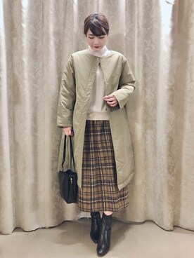 「服とコスメでなりたい自分に」｜「アイテム（ノーカラーコート）」を使った、ネリさん（レディース・162cm）の冬コーディネート