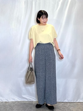 「SHOO・LA・RUE（シューラルー）の【NEW/22.5㎝-24.5㎝】洗えてサラサラ ニットパンプス（パンプス、ブラック系）」を使った、ネリさん（レディース・162cm）の春コーディネート