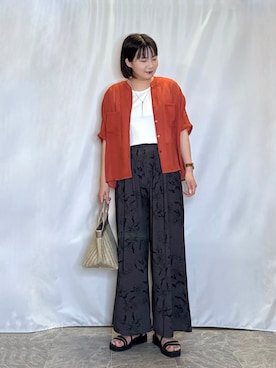「SHOO・LA・RUE（シューラルー）の【前後2WAY/洗濯機可/S-LL】毎日のお供に ランダムテレコタンクトップ（タンクトップ、ホワイト系）」を使った、ネリさん（レディース・162cm）の夏コーディネート