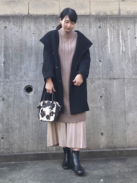 「セットアイテム」｜「アイテム（その他アウター）」を使った、ネリさん（レディース・162cm）の冬コーディネート
