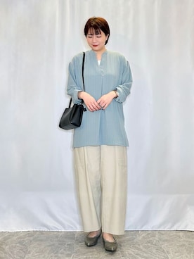 「アイテム（チュニック、グリーン系）」を使った、ネリさん（レディース・162cm）の春コーディネート
