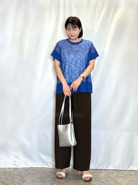 「SHOO・LA・RUE（シューラルー）の【軽量】ふわっと軽い3層ショルダー（ショルダーバッグ、シルバー系）」を使った、ネリさん（レディース・162cm）の春コーディネート