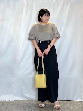 「DRESSTERIOR（ドレステリア）のID HATS ハット（ハット、グリーン系）」を使った、ネリさん（レディース・162cm）の春コーディネート
