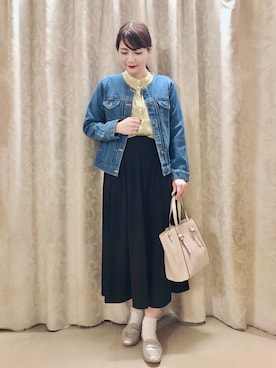 「DRESKIP（ドレスキップ）のアイテム（デニムジャケット）」を使った、ネリさん（レディース・162cm）の春コーディネート