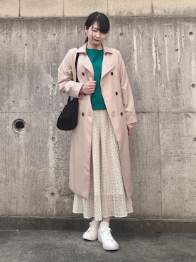 「DRESKIP（ドレスキップ）のアイテム（トレンチコート）」を使った、ネリさん（レディース・162cm）の春コーディネート
