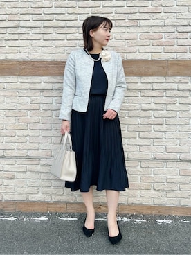 「アイテム（ブローチ/コサージュ、ベージュ系）」を使った、ネリさん（レディース・162cm）の冬コーディネート