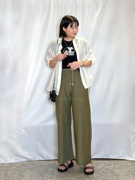 「PEANUTS（ピーナッツ）のアイテム」を使った、ネリさん（レディース・162cm）の夏コーディネート