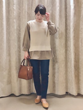 「テーパードデニム」｜ネリさん（レディース・162cm）の秋コーディネート