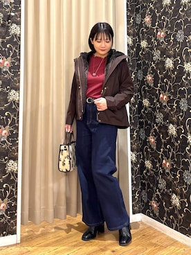 「SHOO・LA・RUE（シューラルー）の【洗濯機可/撥水/マルチWAY】ファーライナー付き 毎日欲張りマンパ（ブルゾン、ブラウン系）」を使った、ネリさん（レディース・163cm）の秋コーディネート