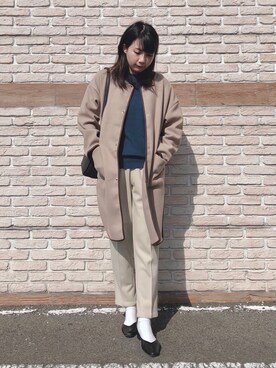 「DRESKIP（ドレスキップ）のアイテム（ノーカラーコート）」を使った、ネリさん（レディース・162cm）の秋コーディネート
